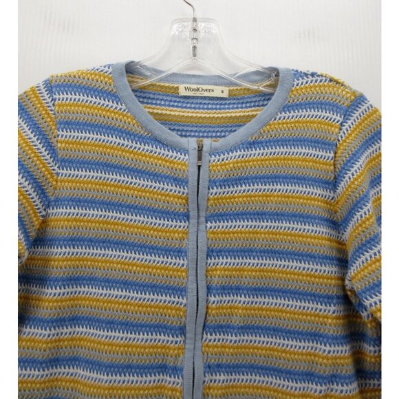 Woolovers Sweater Small Full Zip Cardigan Striped Organic Cotton Zip - Picture 2 of 10